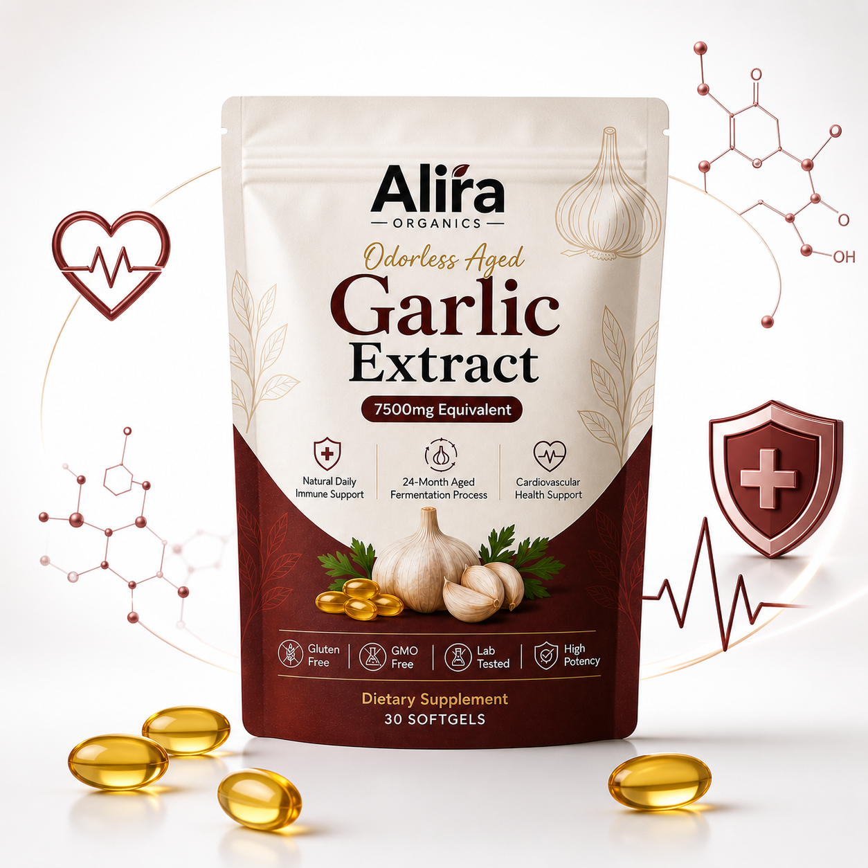 Aged Garlic Extract - 7500mg Odorless Softgels